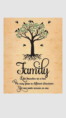 a poster with a tree and birds and the words family like branches on a tree