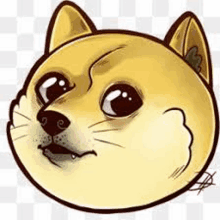 a drawing of a doge 's face with big eyes and a cat 's face .