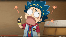 a cartoon of a boy with a surprised look on his face from beyblade burst