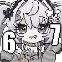 a pixel art of a girl with the number 6