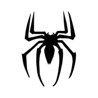 a black spider on a white background with a white background