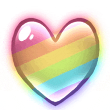 a rainbow colored heart with a glowing center