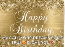 a gold background with the words happy birthday on it