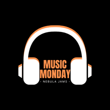 a logo for music monday nebula jams with headphones