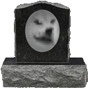 a black and white photo of a dog 's face in a circle on a grave .