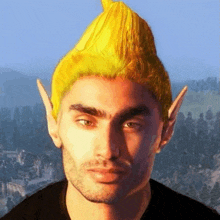 a man with yellow hair and elf ears