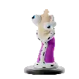 a statue of a cartoon character wearing a purple robe and a white fur coat .