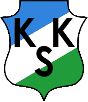 a blue white and green shield with the letters kk s on it