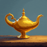 a golden lamp with a smoke coming out of it