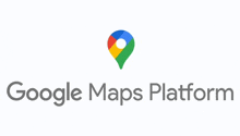 a logo for the google maps platform with a pin on it