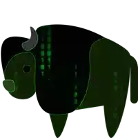 a cartoon drawing of a bison with green numbers on its body