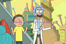 a cartoon of rick and morty giving the middle finger with the name szymer written below them