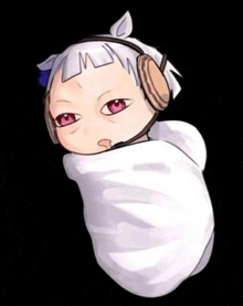 a drawing of a baby wrapped in a blanket with headphones on .