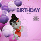 a happy birthday card with a cartoon character