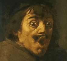 a painting of a man making a funny face