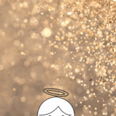 a cartoon angel with gold wings and a halo