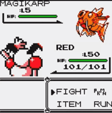 a screenshot of a video game with magikarp as the main character