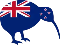 a silhouette of a kiwi with the flag of new zealand