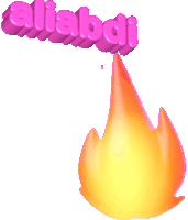 a cartoon illustration of a fire with the word aliabadi above it