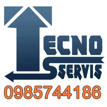 a blue and white logo for ecno servis