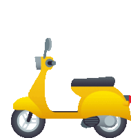 a yellow scooter on a white background with a mirror