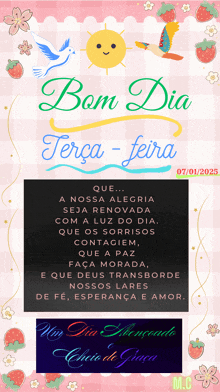 a poster that says bom dia terça-feira