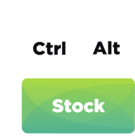 a green button that says stock with a check mark on it