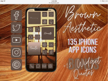a screenshot of a phone with 135 iphone app icons and 15 widget quotes
