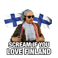 a sticker that says scream if you love finland with a man