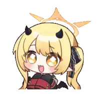 a girl with horns and a halo on her head