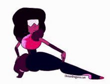 garnet is a cartoon character from steven universe sitting on the floor .