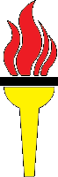 a yellow torch with a red flame on it