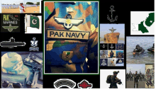 a collage of images including one of a pak navy soldier