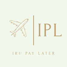 a logo for iru pay later with an airplane