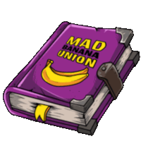 a purple book that says mad banana union on the cover