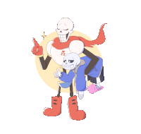 a cartoon of papyrus carrying sans on his back