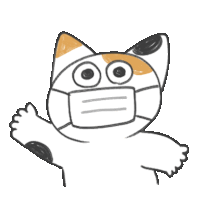 a drawing of a cat wearing a mask and waving .