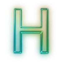 the letter h is glowing in the dark