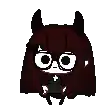 a pixel art drawing of a girl with horns and a cross on her chest .