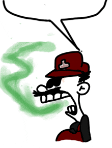 a cartoon of a man wearing a red hat with a cross on it and a speech bubble above his head