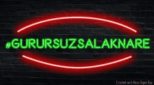 a neon sign on a brick wall says gurursuzsal akinare