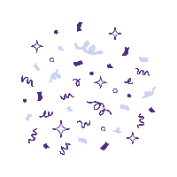 a white background with purple swirls and stars