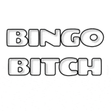 a black and white logo for bingo bitch on a white background .