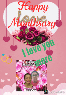 a greeting card that says happy monthary i love you