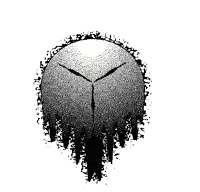 a black and white drawing of a sphere with a circle around it