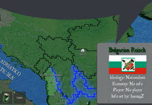 a map of bulgarian reich with a flag