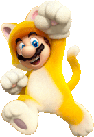 a cartoon character named mario is dressed in a cat costume