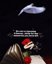 a poster that says do not cry because it leaves smile for the memories you have left on it