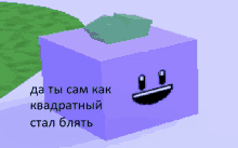 a purple block with a face on it in a pixel art style