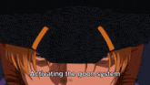 a close up of a man 's face with the words activating the goon system above him